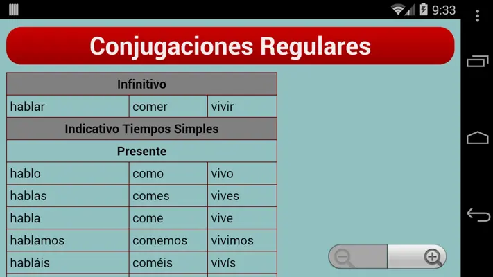 Spanish Verb Trainer android App screenshot 1